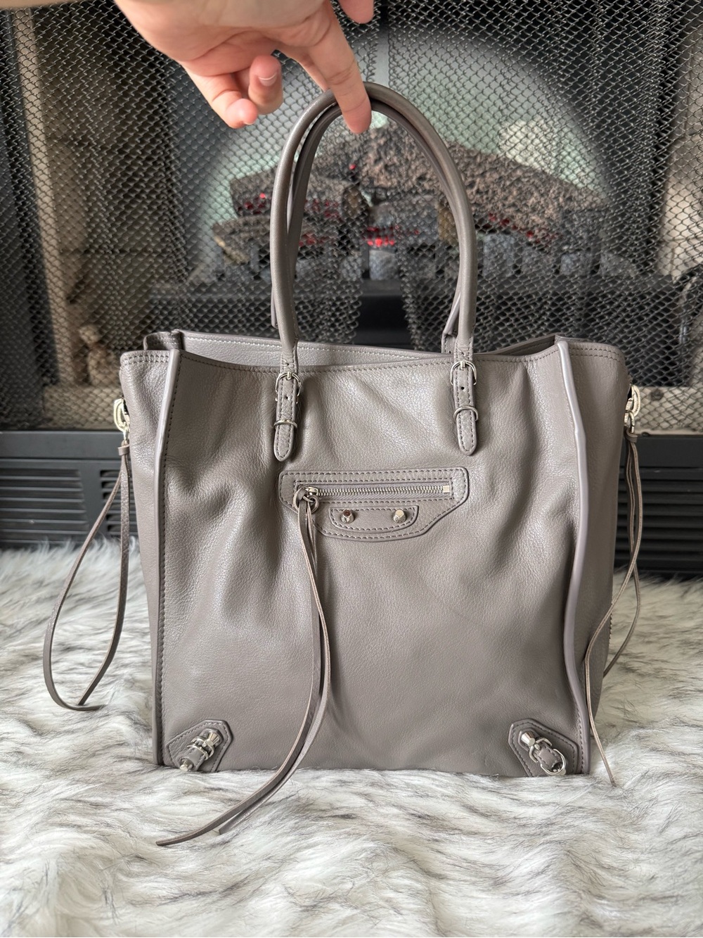 Balenciaga A4 Papier Leather Tote Bag